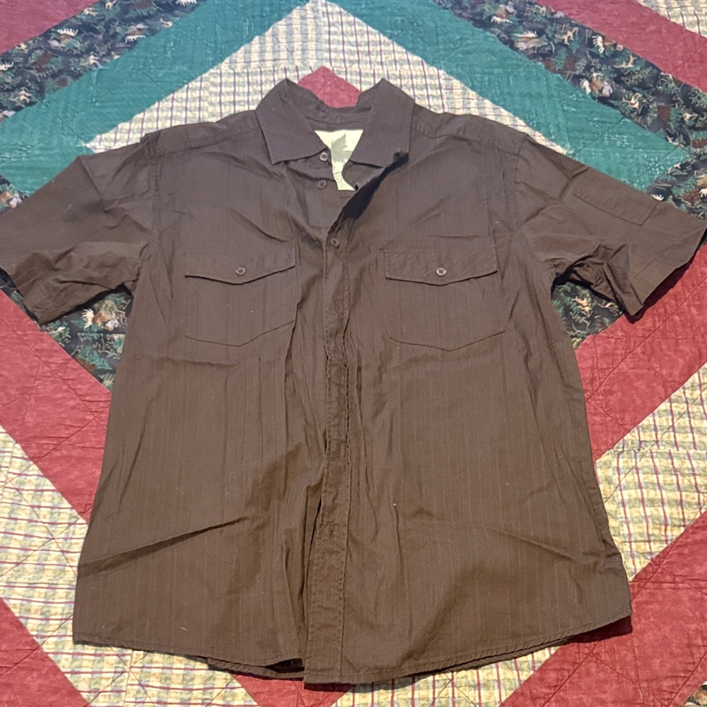 Men's Casual Brown Button Down Shirt